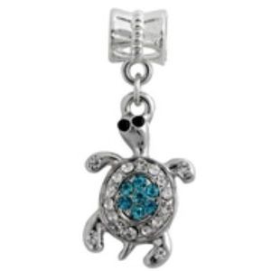 Adorable Blue Crystal Turtle Dangle Charm 🐢